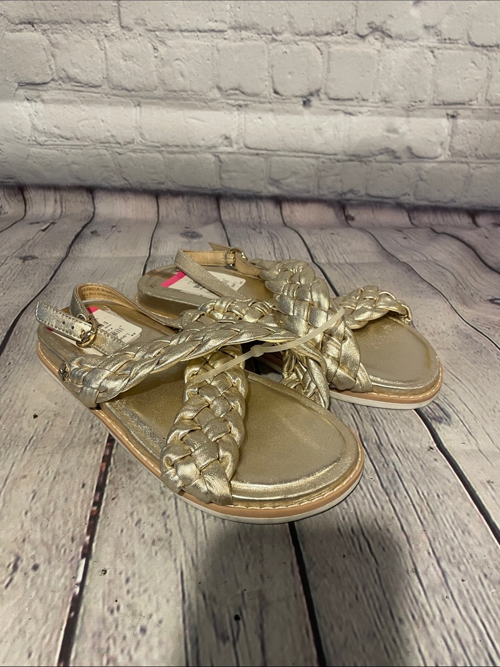 Sam Edelman Girls' Braided Metallic Gold Slingback Sandals Sz 4 NWOB